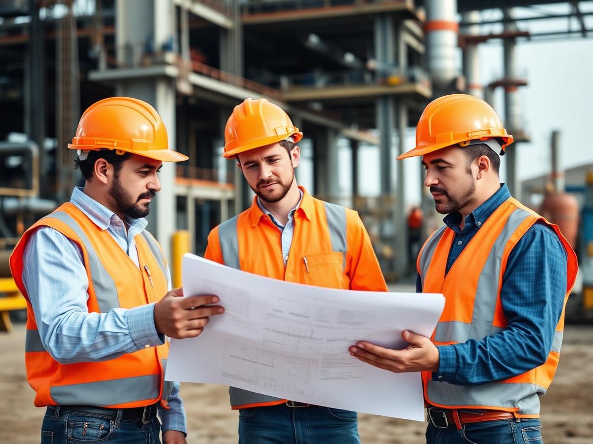 FWB Holdings engineers reviewing project drawings on site